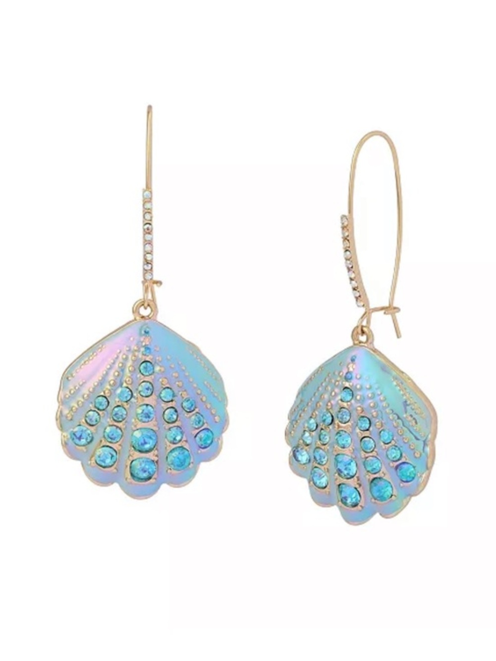Betsey Johnson Iridescent Aquamarine Shell Dangle Earrings